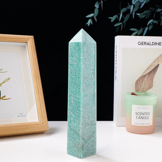 Large Natural Amazonite Crystal Four-Sided Column Tower: Ideal for Home Decor & Spiritual Gifts