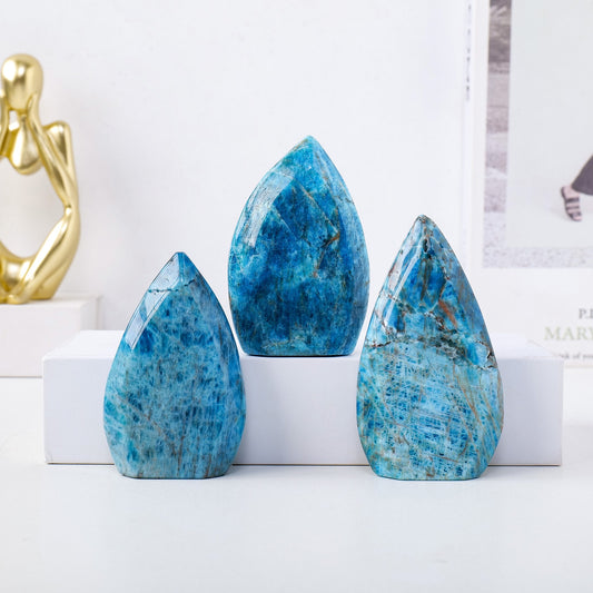 Blue Apatite Flame Shape Crystal | Ebony Divine Beauty