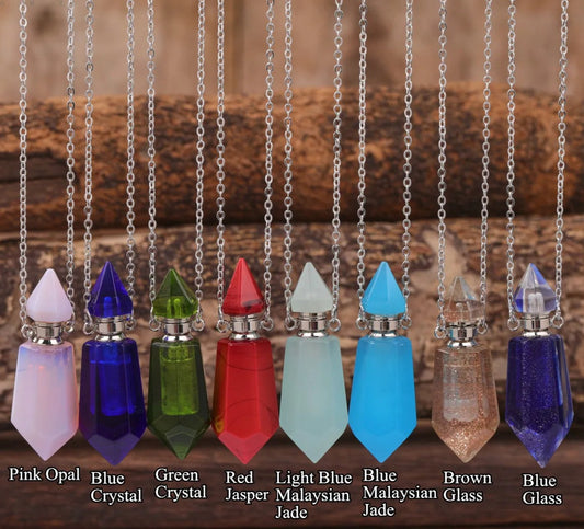 Natural Gemstone Prism Perfume Bottle Necklace: Elevate Your Style & Spirits