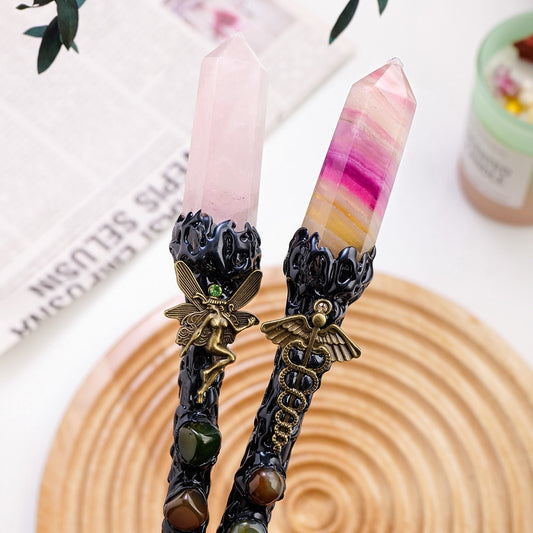 Harness Energies with a Genuine Natural Crystal Point Witch Wand