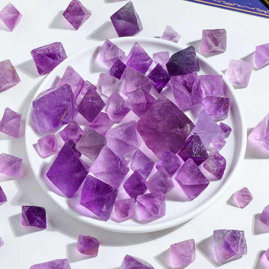 Premium 100g Natural Purple Fluorite Octahedron Crystal Crafts