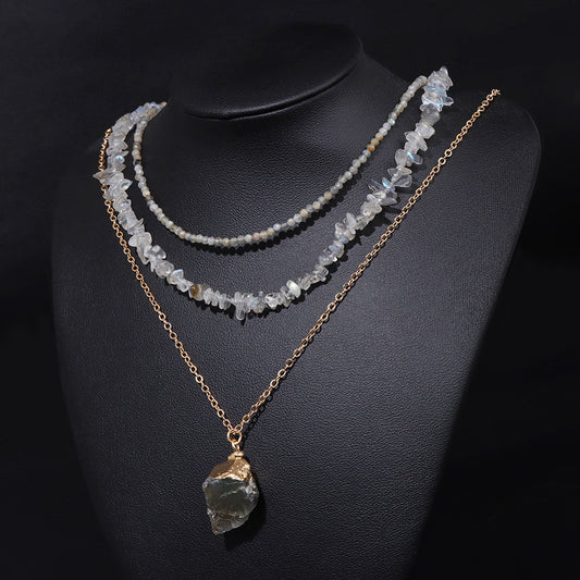 Natural Raw Stone Pendant Necklace Set: Harness Energy and Elegance