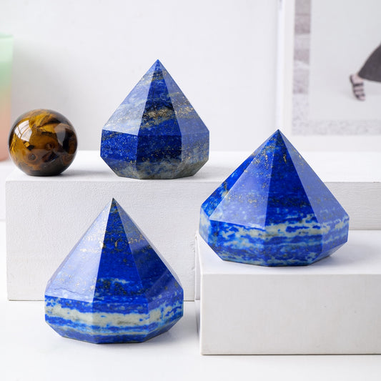 Natural Lapis Lazuli Crystal Diamond Shape Empowered with Reiki Energy