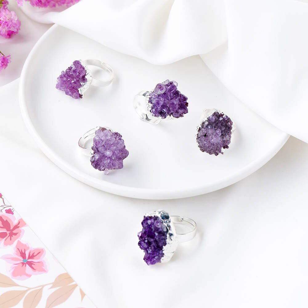 Amethyst Cluster Ring | Women's Cluster Ring | Ebony Divine Beauty